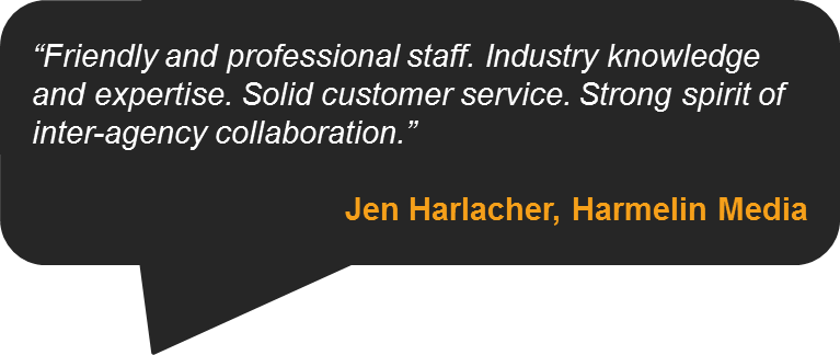 Testimonial from Jen Harlacher, Harmelin Media